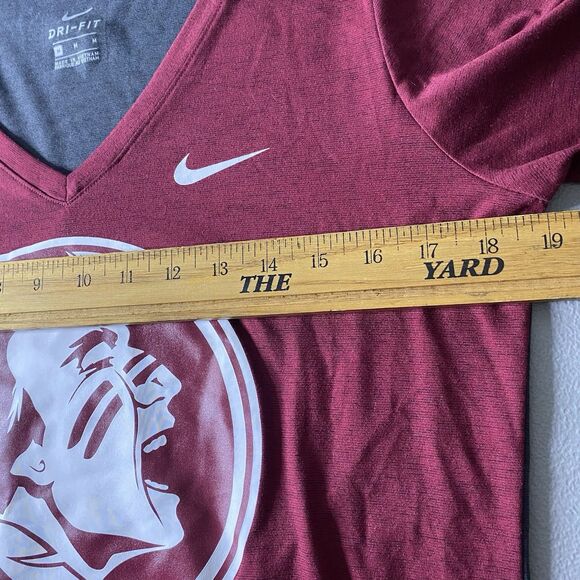 Florida State FSU Seminoles Nike Dri-Fit Shirt V-Neck Women’s M Garnet Gray - Picture 3 of 8